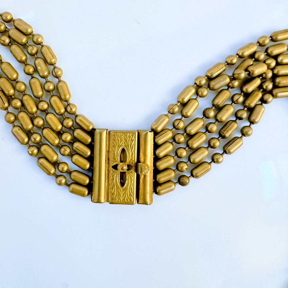 Miriam Haskell Signed Pat Pending Brass Festoon M… - image 2